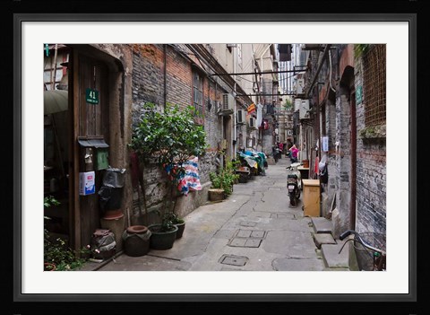 Framed Narrow lanes in traditional residence, Shanghai, China Print