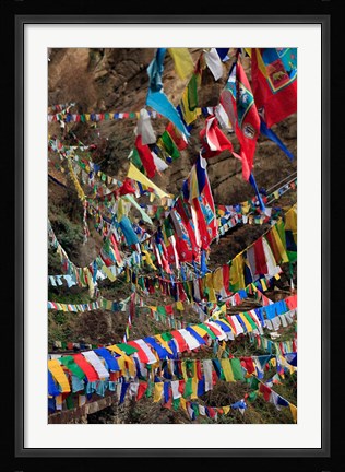 Framed Prayer Flags, Thimphu, Bhutan Print