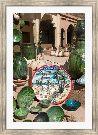 Framed Sign of Timbouctou 52 Jours, Camel Caravans, Amazrou, Draa Valley, Morocco Print