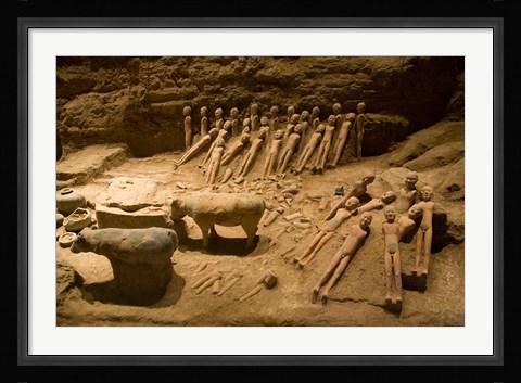 Framed Terra cotta animals, eunuchs, Han Dynasty, Xian, China Print