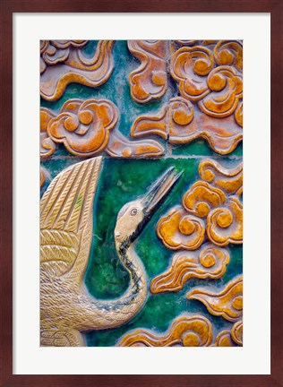 Framed Tile mural of swans and clouds in Forbidden City, Beijing, China Print