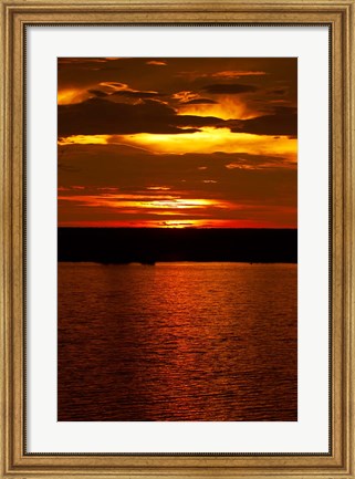 Framed Sunset over Chobe River from Sedudu Bar,Kasane, Botswana, Africa Print