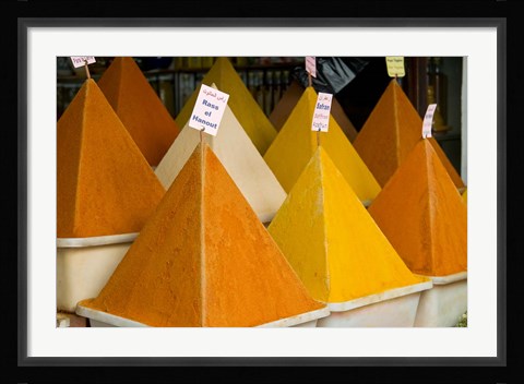 Framed Spices in Old City, Market, Essaouira, Morocco, Africa Print