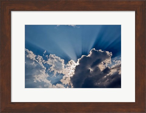 Framed Sunbeams streaking through clouds, Masai Mara, Kenya Print