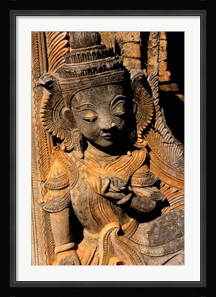 Framed Stupa Details, Shwe Inn Thein, Indein, Inle Lake, Shan State, Bagan, Myanmar Print