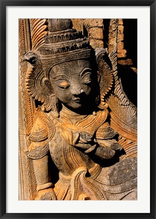 Framed Stupa Details, Shwe Inn Thein, Indein, Inle Lake, Shan State, Bagan, Myanmar Print