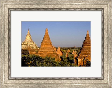 Framed Temples of Bagan Surrounded by Trees, Bagan, Myanmar Print