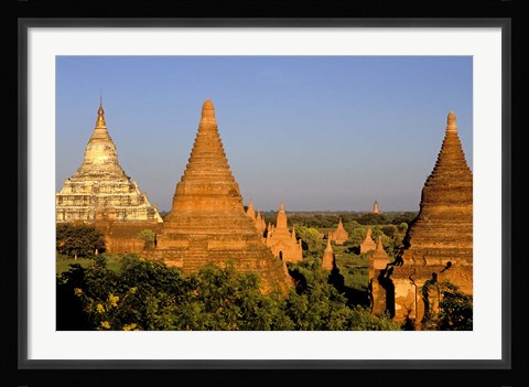 Framed Temples of Bagan Surrounded by Trees, Bagan, Myanmar Print