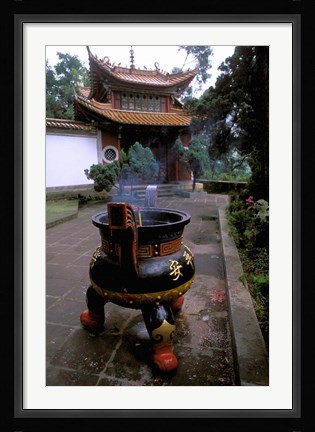 Framed Temple and Incense Burning, Bamboo Village, Kunming, Yunnan Province, China Print