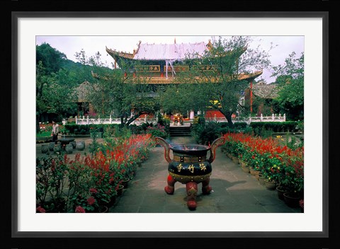 Framed Temple Beauty of Bamboo Village, Kunming, China Print