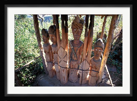 Framed Statue Honoring Fallen Heroes, Konso Waka, Omo River Region, Ethiopia Print