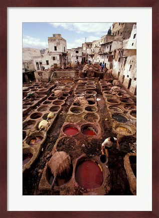 Framed Tannery Vats in the Medina, Fes, Morocco Print