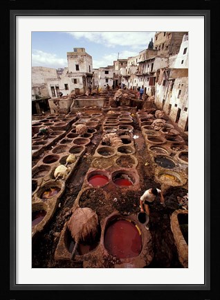 Framed Tannery Vats in the Medina, Fes, Morocco Print