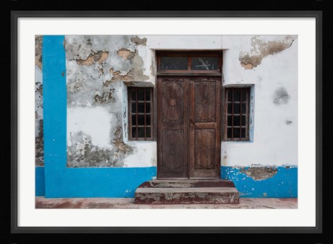 Framed Traditional carved door in Quirmbas National Park, Ibo Island, Morocco Print