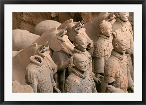 Framed Terra Cotta Warriors and Horses at Emperor Qin Shihuangdi's Tomb, China Print