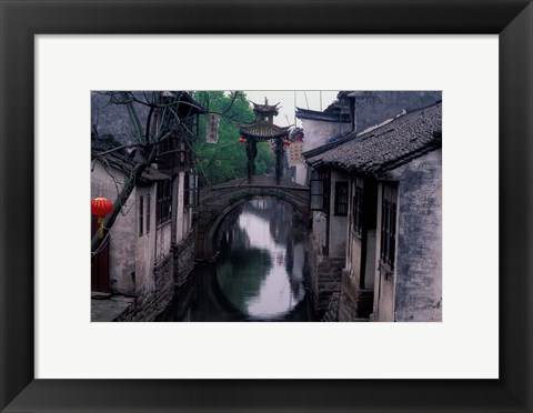 Framed Stone Arch Bridge Over Grand Canal in Ancient Watertown, China Print