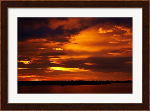 Framed Sunset over Chobe River, Chobe Safari Lodge, Kasane, Botswana, Africa Print