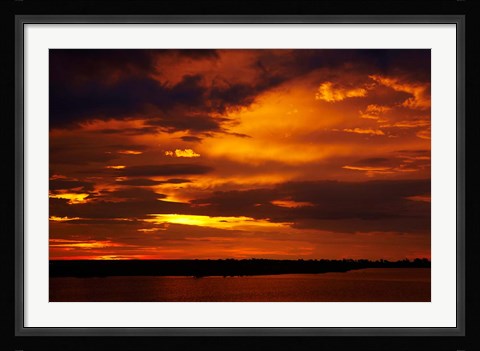 Framed Sunset over Chobe River, Chobe Safari Lodge, Kasane, Botswana, Africa Print