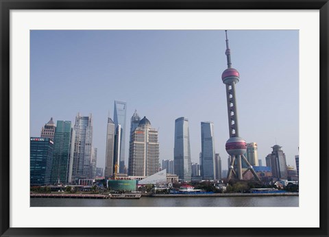 Framed View from The Bund of the modern Pudong area, Shanghai, China Print