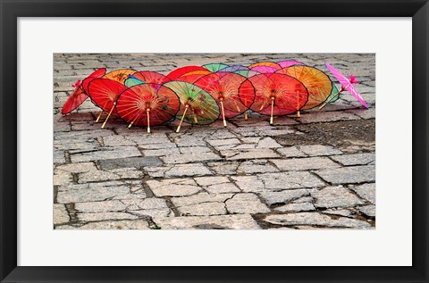 Framed Umbrellas For Sale on the Streets of Jinan, Shandong Province, China Print