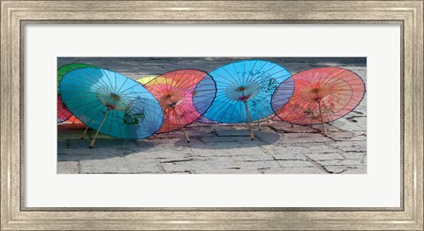 Framed Umbrellas For Sale on the Streets, Shandong Province, Jinan, China Print