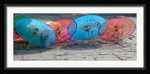 Framed Umbrellas For Sale on the Streets, Shandong Province, Jinan, China Print