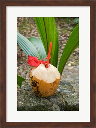 Framed Tropical cocktail drink on Fregate Island, Seychelles Print