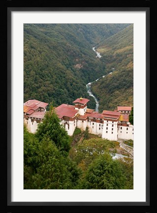 Framed Trongsa Dzong Fortress, Bhutan rice terraces Print