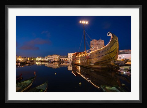 Framed Tunisia, Bizerte, Old Port, floating restaurant Print