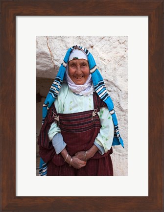 Framed Tunisia, Ksour Area, Matmata, older Berber woman Print
