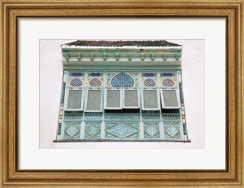 Framed Tunisia, Mahdia, window, moorish architecture Print
