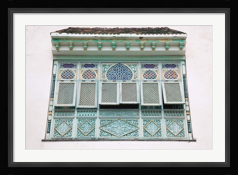Framed Tunisia, Mahdia, window, moorish architecture Print