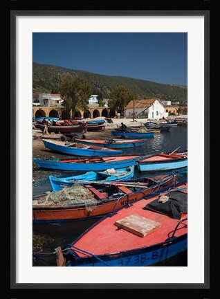 Framed Tunisia, Northern Tunisia, Ghar el-Melh, fishing boat Print