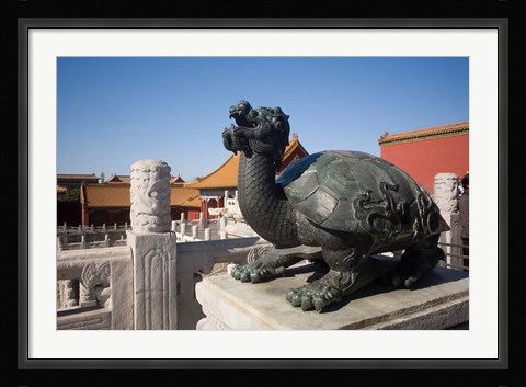 Framed Turtle statue, Chinese symbol, Forbidden City, Beijing Print