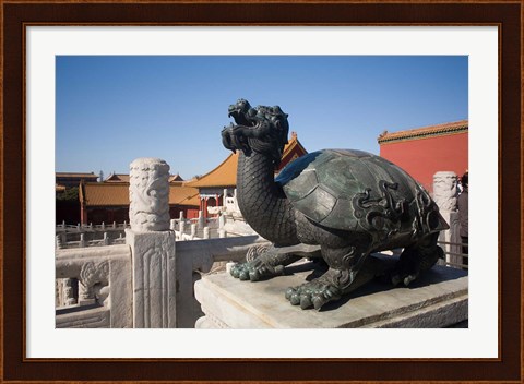 Framed Turtle statue, Chinese symbol, Forbidden City, Beijing Print