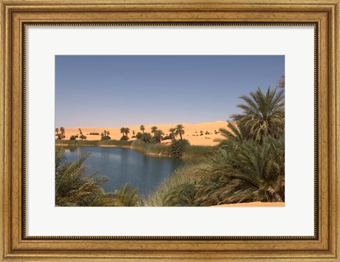Framed Umm El Ma Lake, Erg Awbari, Sahara Desert, Fezzan, Libya Print
