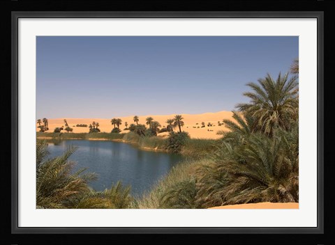 Framed Umm El Ma Lake, Erg Awbari, Sahara Desert, Fezzan, Libya Print