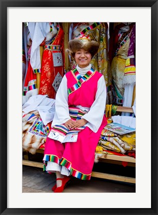 Framed Withtibetan Traditional Clothing Display, Yunnan Province, China Print
