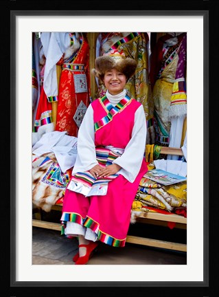 Framed Withtibetan Traditional Clothing Display, Yunnan Province, China Print