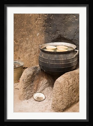 Framed West Africa, Ghana, Nakpa. Pot on stove, mud dwelling Print