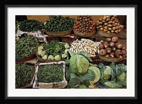 Framed Vegetables for sale, street market, Luxor, Egypt Print