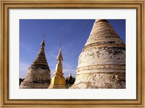 Framed Whitewashed Stupas, Bagan, Myanmar Print