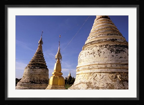 Framed Whitewashed Stupas, Bagan, Myanmar Print