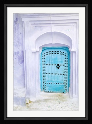Framed Traditional Moorish-styled Blue Door, Morocco Print