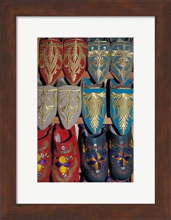 Framed Traditionally Embroidered Babouches, Morocco Print
