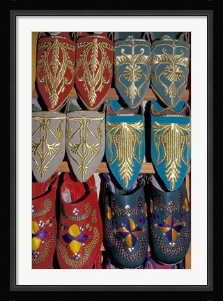 Framed Traditionally Embroidered Babouches, Morocco Print