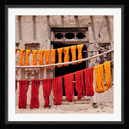 Framed Wool drying textile, Ghazni, Afghanistan Print