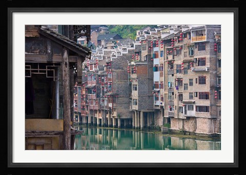 Framed Traditional houses on Wuyang River, Zhenyuan, Guizhou, China Print