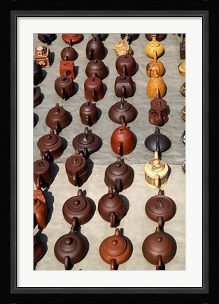 Framed Yixing Teapots For Sale at a Street Market, Shandong Province, Jinan, China Print