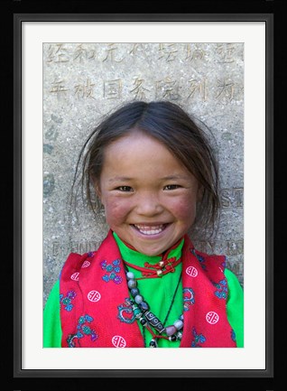 Framed Young Tibetan Girl, Sakya Monastery, Tibet, China Print